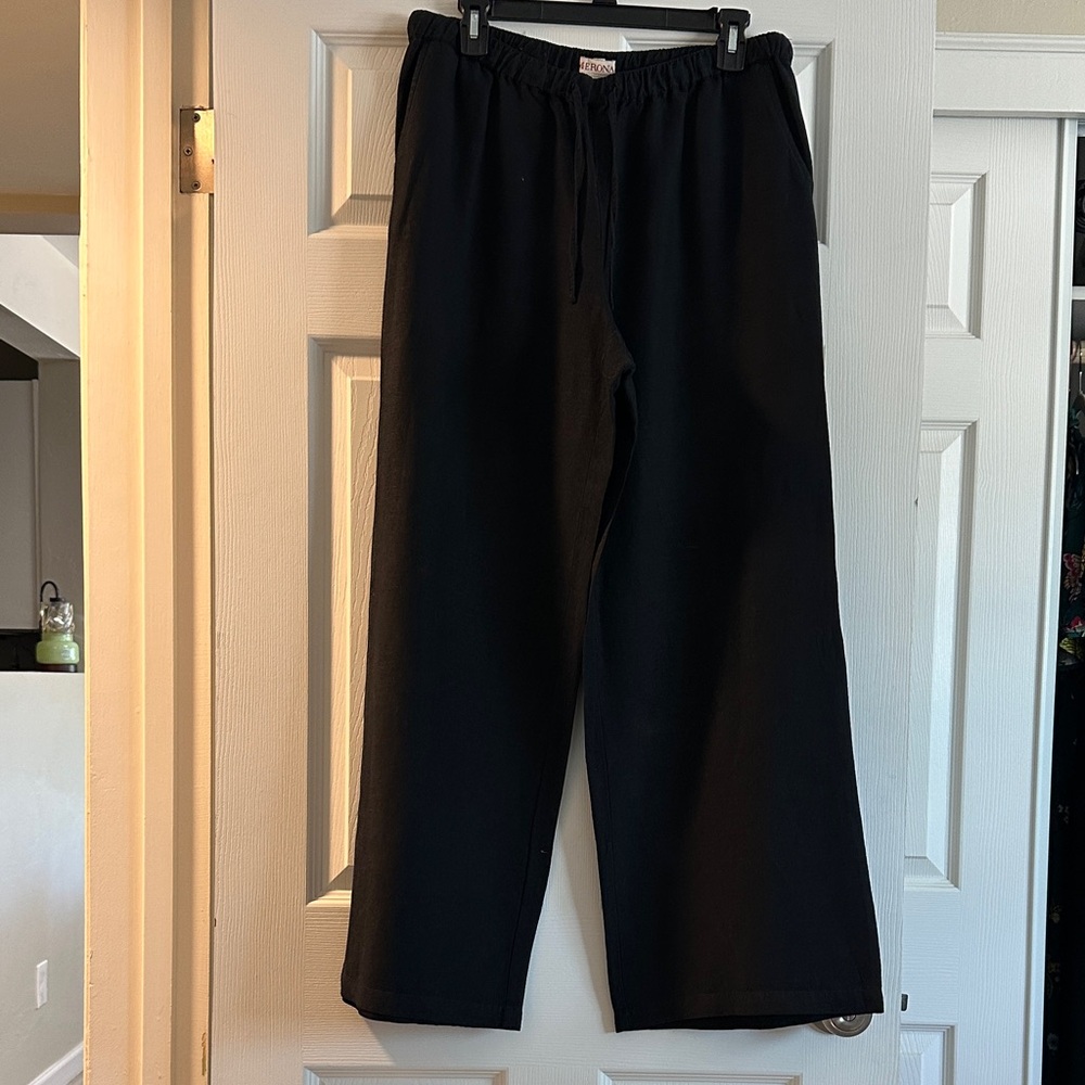 Merona Black Elastic Waist Wide-Leg Pants